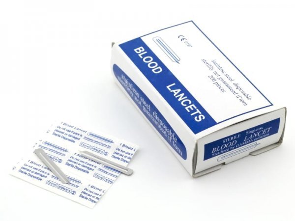 stainless steel blood lancet with package